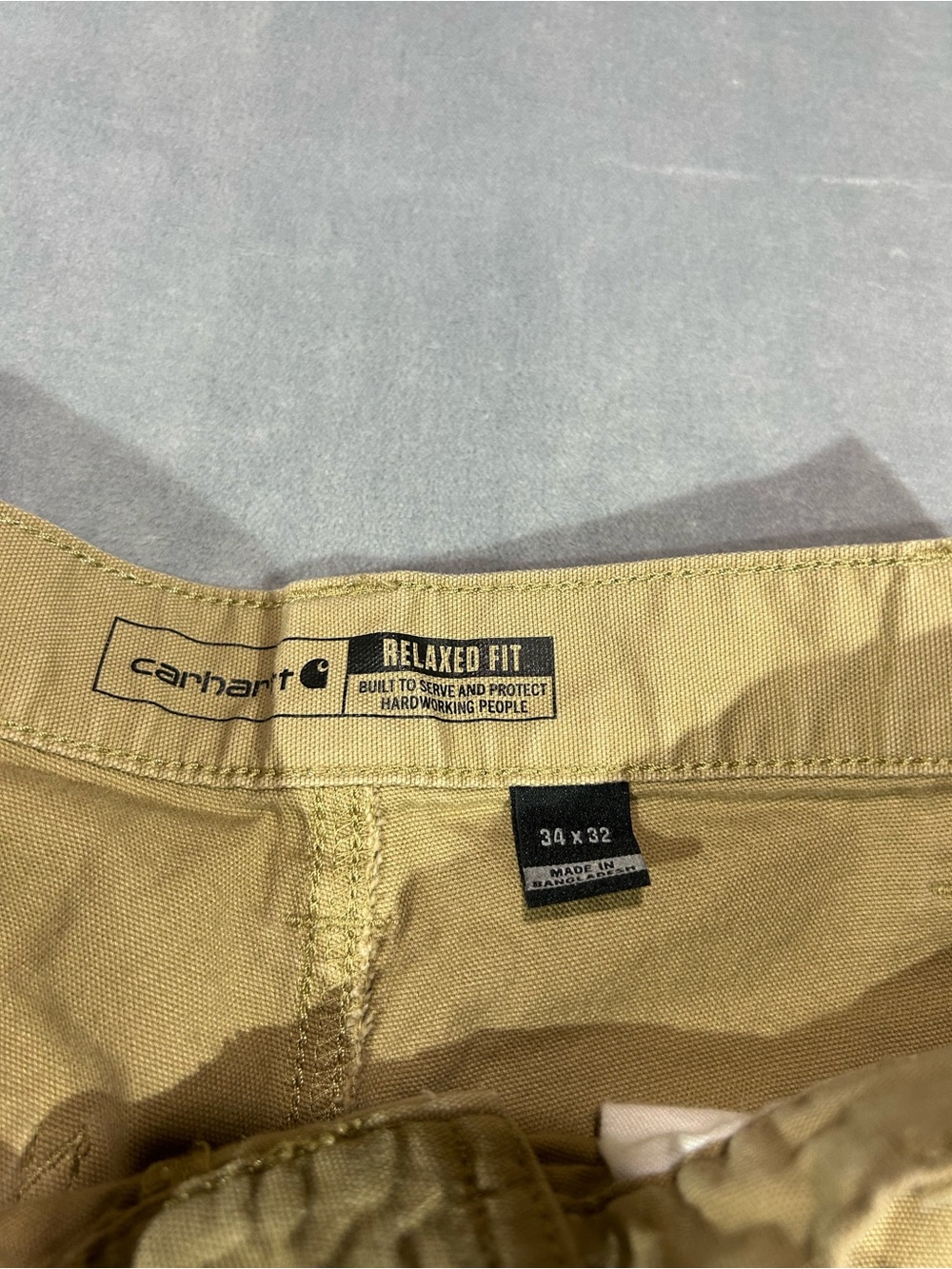 Carhartt Men Cargo Relaxed Fit Work Pants-34x32 Khaki - Picture 2 of 3